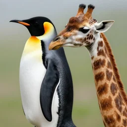 a real photograph a hybrid mix between a penguin body, a giraffe neck, hyper detailed, photomanipulation, photoshop, unreal