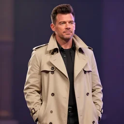 hyperrealistic rick astley wearing iconic beige trench coat by pixar, octane render, rtx on, unreal engine 5