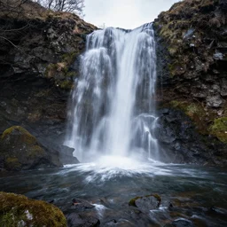long exposure photography of a waterfall in wales