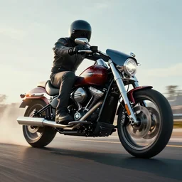 a photo of a flying harley davidson motorbike, the year is 2070, futuristic, HD photography, cinematic lighting, movie shot,