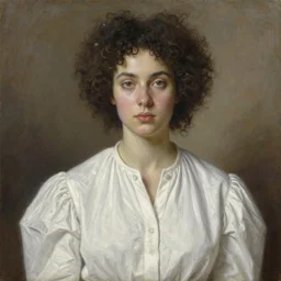 a painting of a woman wearing a white blouse, an ultrafine detailed painting by constance gordon - cumming, cgsociety, afrofuturism, detailed painting, rococo, hyper realism