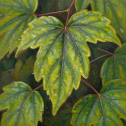 Detailed oil painting of Parthenocissus quinquefolia