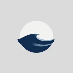 material design, minimalist logo of a wave