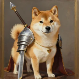 a shiba inu knight renaissance painting