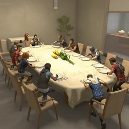 counterstrike characters scaled down, running on a giant dinner table