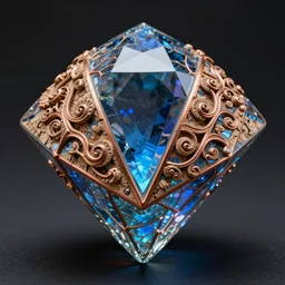 beautiful photograph of a diamond filled with intricate cork carvings and copper veins, blue translucent resin, bioluminescent, ultra realistic, ultra detailed, masterpiece, 8 k octane render, ambient diffusion, subsurface scattering, trending on artstation, cgstudio