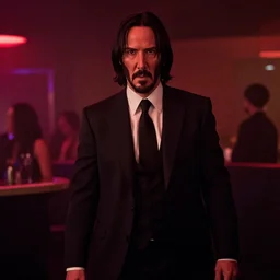 film still of Kate Beckinsale as John Wick in a night club in John Wick 2014, 4k