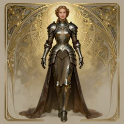beautiful female dorothy gale, rebecca romijn as dorothy, full body character concept, covered in full leather armor, art nouveau, super powers, fantasy, intricate, elegant, highly detailed, digital painting, artstation, concept art, shining, sharp focus, illustration, art by stanley lau