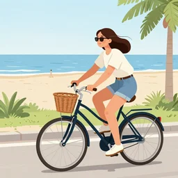 drawing of a atlanta urban outfitters style riding a bike going to the beach