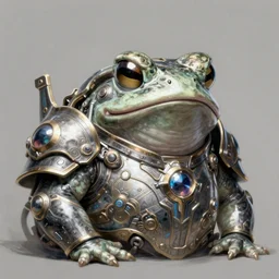a fat slimy anthropomorphic toad king wearing ornate cyberpunk armor, bust shot, smooth, intricate, elegant, power aura, digital painting, artstation, concept art, sharp focus, illustration, art by josan gonzalez, high contrast