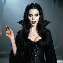 candid photo of lana rhoades as a gothic vampire in the 1 9 9 0 s