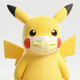 wearing a pikachu pj and a yelliw surgical mask