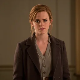 A cinematic still of Emma Watson as Granny Goodness in a movie about Jack Kirby's Fourth World. live action. soft studio lighting, award-winning cinema.