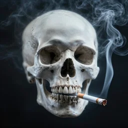 cigarette smoke forming an image of a skull, ethereal, abstract