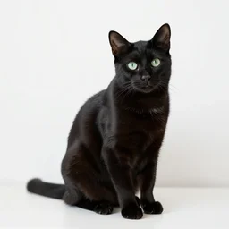 national geographic photograph of a green-eyed black cat sitting in a white room
