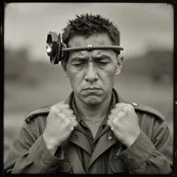 rude photograph moron idiot stupid dumb feeble minded dunce, ultra detailed, wetplate film photo, military phtography