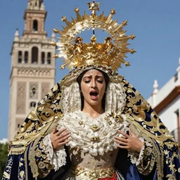 Rosalia shouts to the Virgen de la Esperanza Macarena of Seville