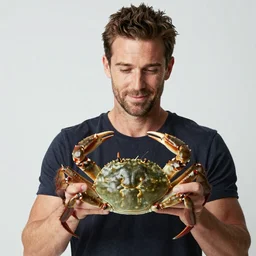 Leemon Baird holding a crab