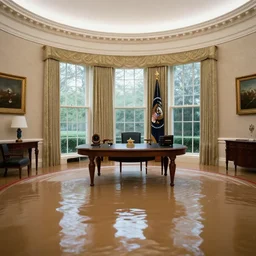 interior of the Oval Office, flooded under 3 feet of water