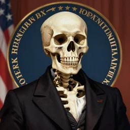 a skeleton president, american, portrait, epic, skeleton, president