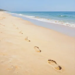beautiful beach with footprints in the sand, clear sharp oil paint highly detailed ethereal, by trending on artstation