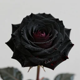 a beautiful rose with black petals and blood - stained thorns