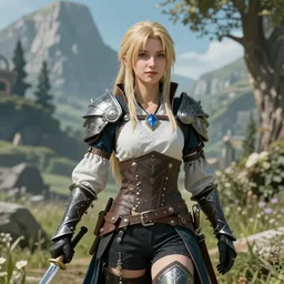 lady Lunafreya from Final Fantasy XV in Skyrim as a Nord female warrior