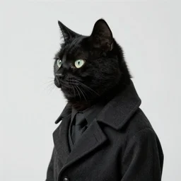 a black cat wearing a formal overcoat, portait, photo, profile, picture, octane render, unreal engine 5, hyperrealistic, concept art, digital art
