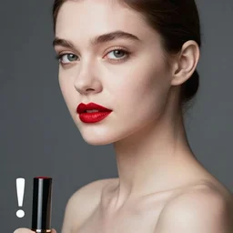 !, red lipstick, professional background, face and upper body focus