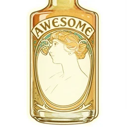 an antique label for a bottle of awesome sauce. vintage label. art nouveau