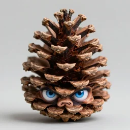 pine cone headed man with clear blue eyes very angry, rule of thirds, super sharp, low resolution, ultra detailed.