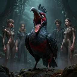 epic professional digital art of hungry terror bird, moody atmospheric lighting, intricate, foreboding, detailed, by leesha hannigan, ayne haag, reyna rochin, ignacio fernandez rios, mark ryden, iris van herpen, artstation, cgsociety, epic, stunning, gorgeous, much wow, cinematic, masterpiece.