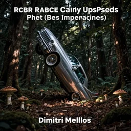 a beautiful widescreen photo of a old cadillac upsidedown in a dark forest, mushrooms, in a dark forest low light, by dimitri mellos