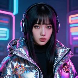 detailed portrait neon operator girl, cyberpunk futuristic neon, reflective puffy coat, decorated with traditional japanese ornaments by ismail inceoglu dragan bibin hans thoma greg rutkowski alexandros pyromallis nekro rene maritte illustrated, perfect face, fine details, realistic shaded, fine - face, pretty face