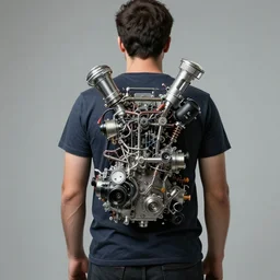 a man with engines growing out of his back 9
