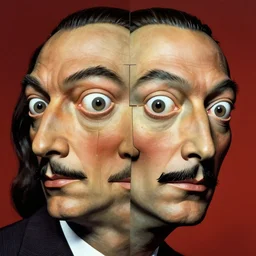 artificial intelligence face being built piece by piece, half of face looks exactly like human, epic, symmetric face, breathtaking, intricate details, in the style of salvador dali