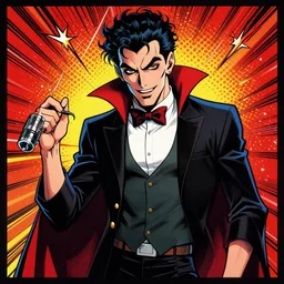 dravko morphed into a vampire, afrofuturism art in the style of roy lichtenstein