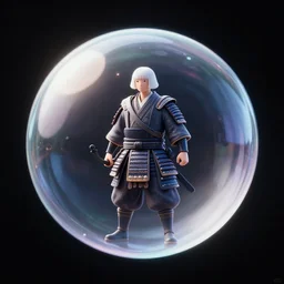 ( ( ( psychonautist samurai ) ) ) in a bubble, digital art, award winning, volumetric lighting