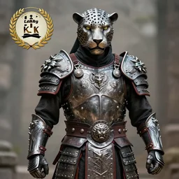 photo of a warrior with metal jaguar theme armour, 4 k, hdr, smooth, sharp focus, high resolution, award - winning photo
