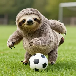 sloth playing soccer