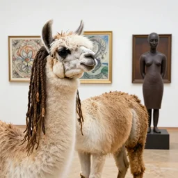 llama with dreadlocks, by mandy jurgens, ernst haeckel, el anatsui, by hsiao