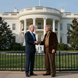 Photo of Joe Biden granting Obi wan Kenobi American citizenship in front of the White House,