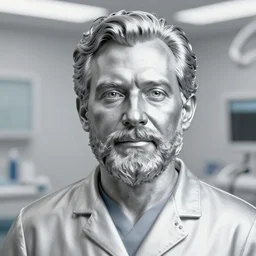 a highly detailed silver portrait of a dentist, james gurney, james jean