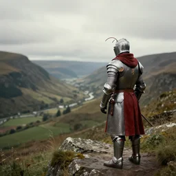 the lobster knight looking down a valley