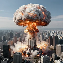 hyper detailed mushroom! clouds! explosions formed by h - bombs! detonations in the middle of tokyo, raising between the buildings, highly detailed, concept art, smooth, sharp focus, modern war photography, awarded photography, futuristic style, popular on artstation, unreal engine, drone shot, nvidia graphics,.