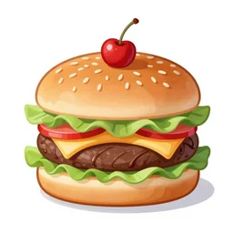 illustration of a cherry chocolate hamburger
