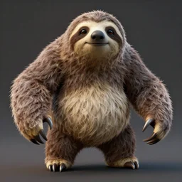 a giga chad sloth with wolverine claws, impressive 3 d render