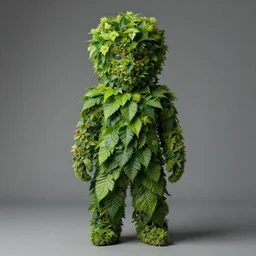 professional photograph of a humanoid plant with a face, leaves and flowers, it looks exactly like robert plant