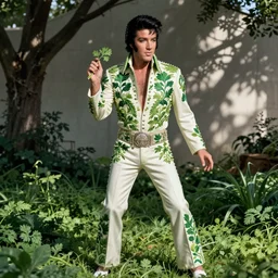 elvis presley dressed as parsley!!!!, herb, intricate detailed, color photo by terry oneill