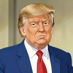 anime donald trump portrait, by studio ghibli, award winning, amazing, vibrant, colorful, digital art